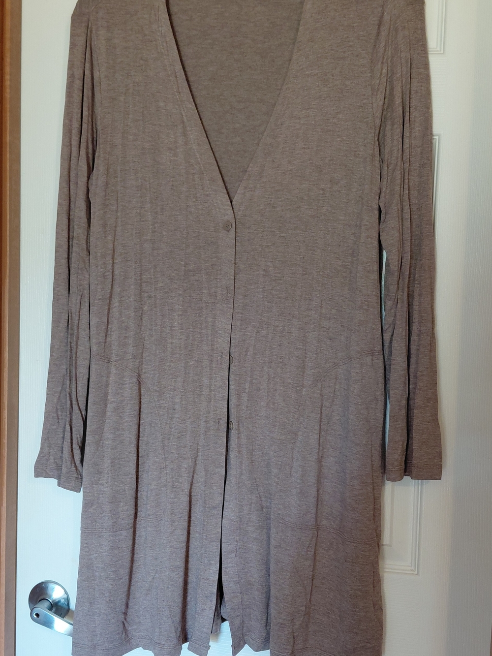 Max Studio Long Sleeve Taupe Button-Front Dress